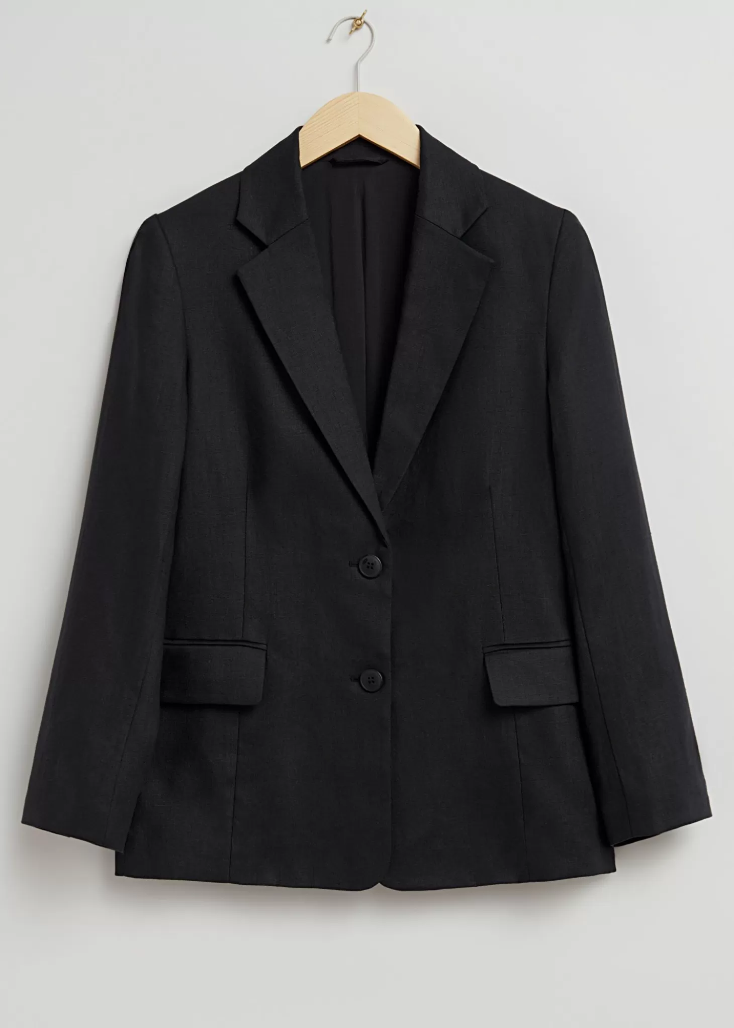 Discount & Other Stories Afslappet Enkeltradet Linned Blazer Sort