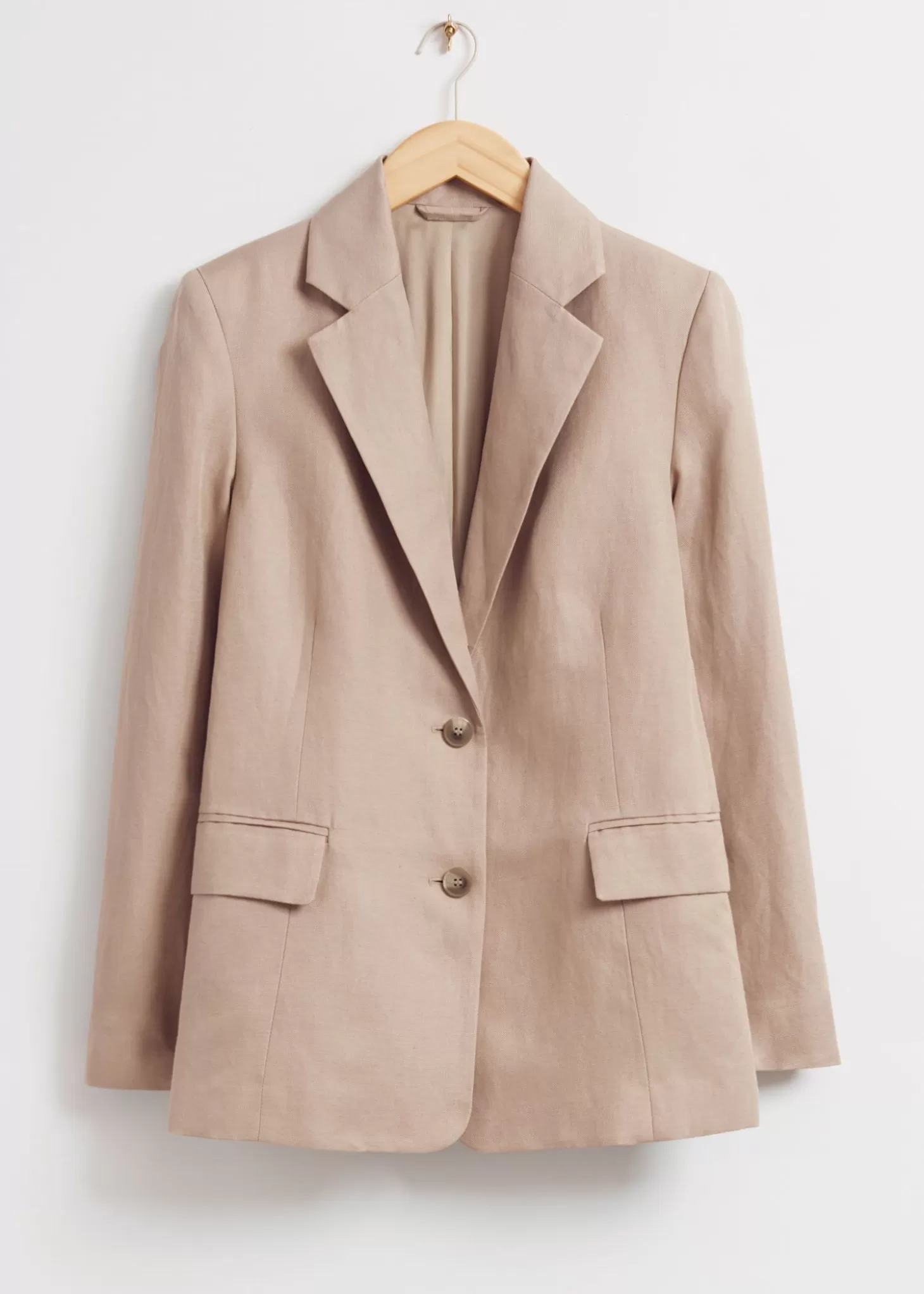 Discount & Other Stories Afslappet Enkeltradet Silkeblazer Stovet Beige