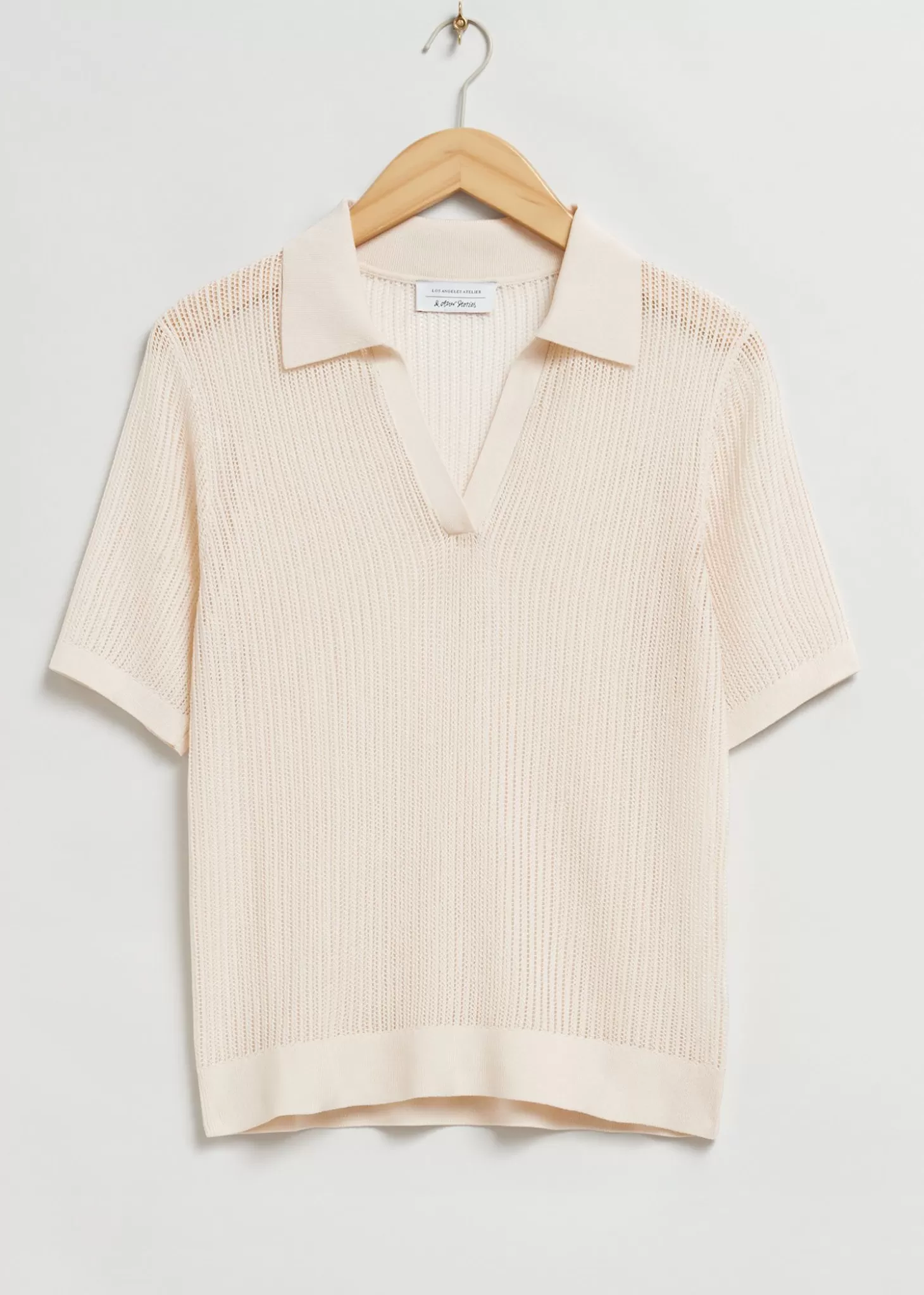 Clearance & Other Stories Afslappet Pointelle Strikket Poloshirt Flode