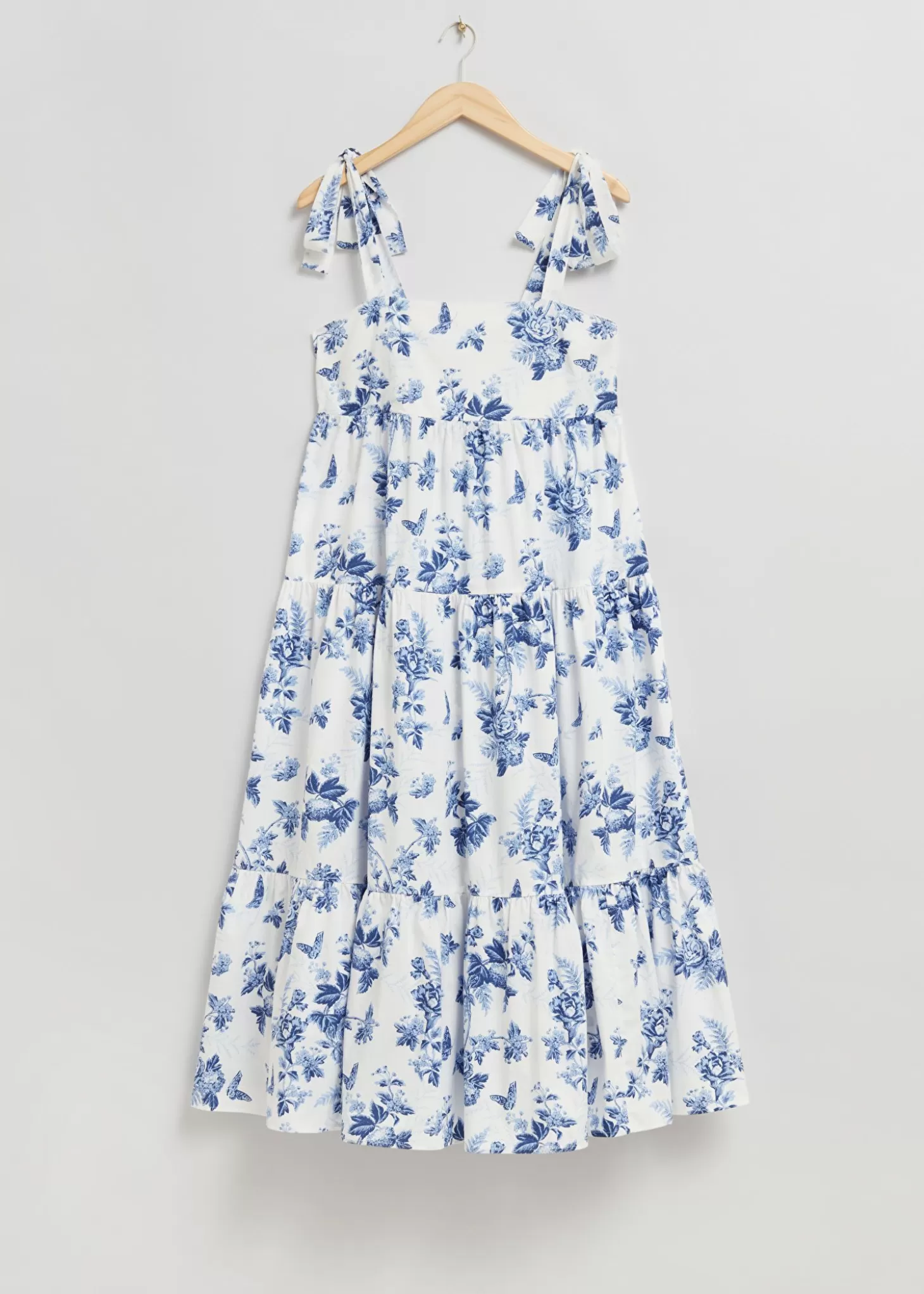 Cheap & Other Stories Babydoll Midi-Kjole I Lag Lysebla/Hvid Blomsterprint