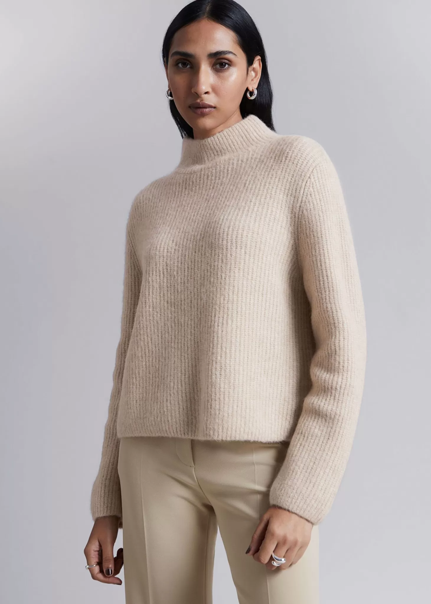 Clearance & Other Stories Boxy Heavy Knit Jumper Beige