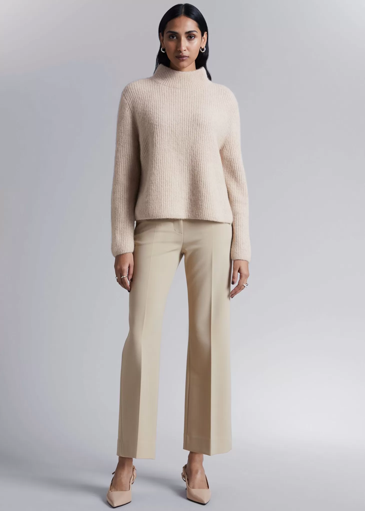 Clearance & Other Stories Boxy Heavy Knit Jumper Beige