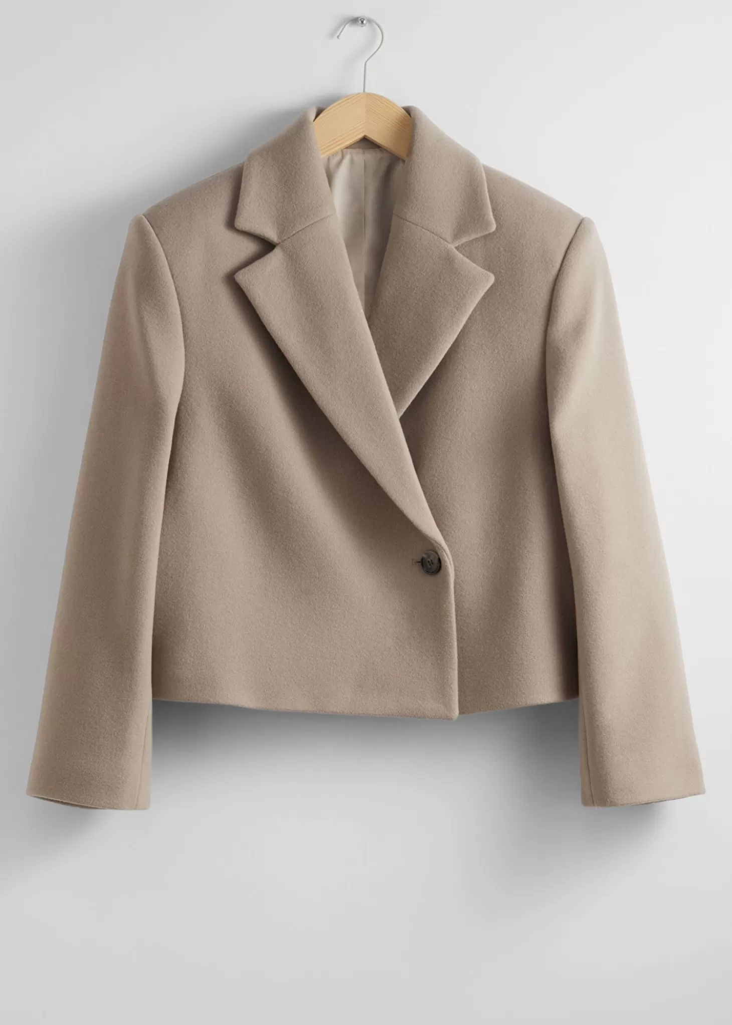 Cheap & Other Stories Cropped Wool Blazer Beige