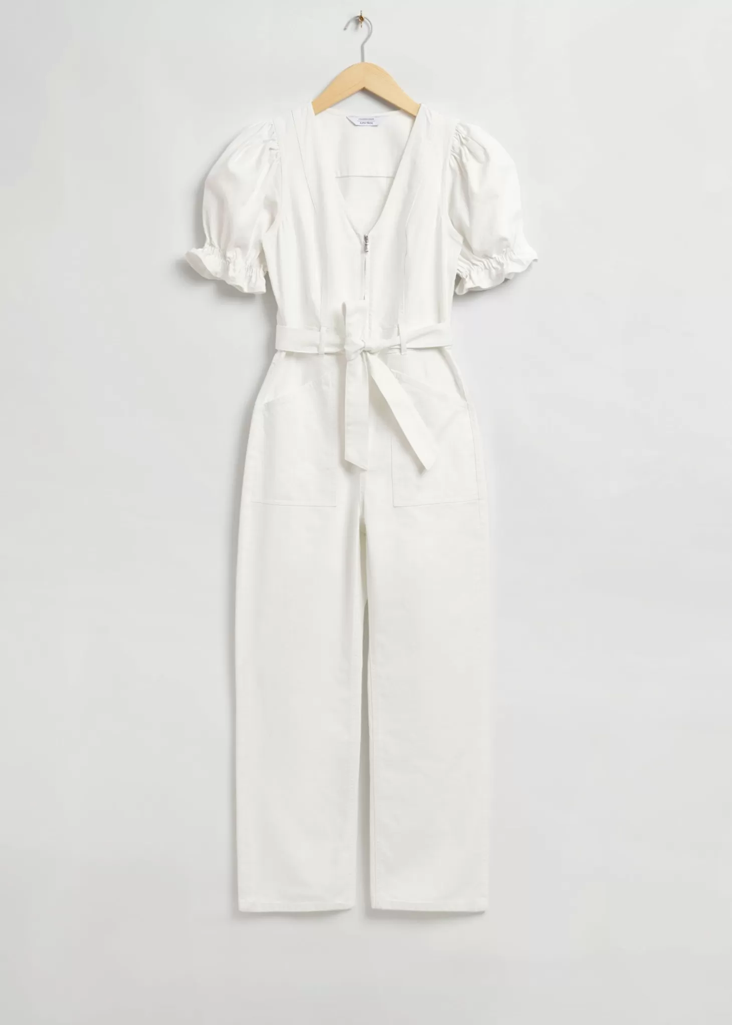 Hot & Other Stories Feminin Pufaerme Jumpsuit Med V-Hals Hvid