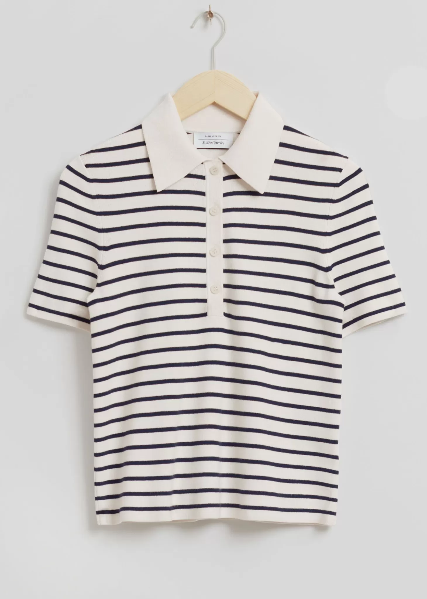 Cheap & Other Stories Figursyet Nautisk Stribet Poloshirt Hvid/Navy Stribet