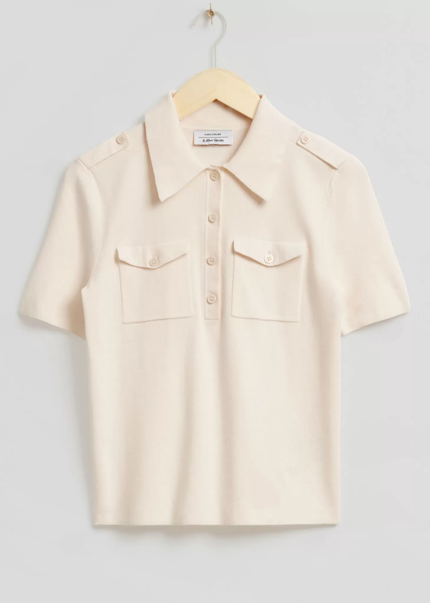 Store & Other Stories Fitted Uniform Detail Polo Shirt Flode