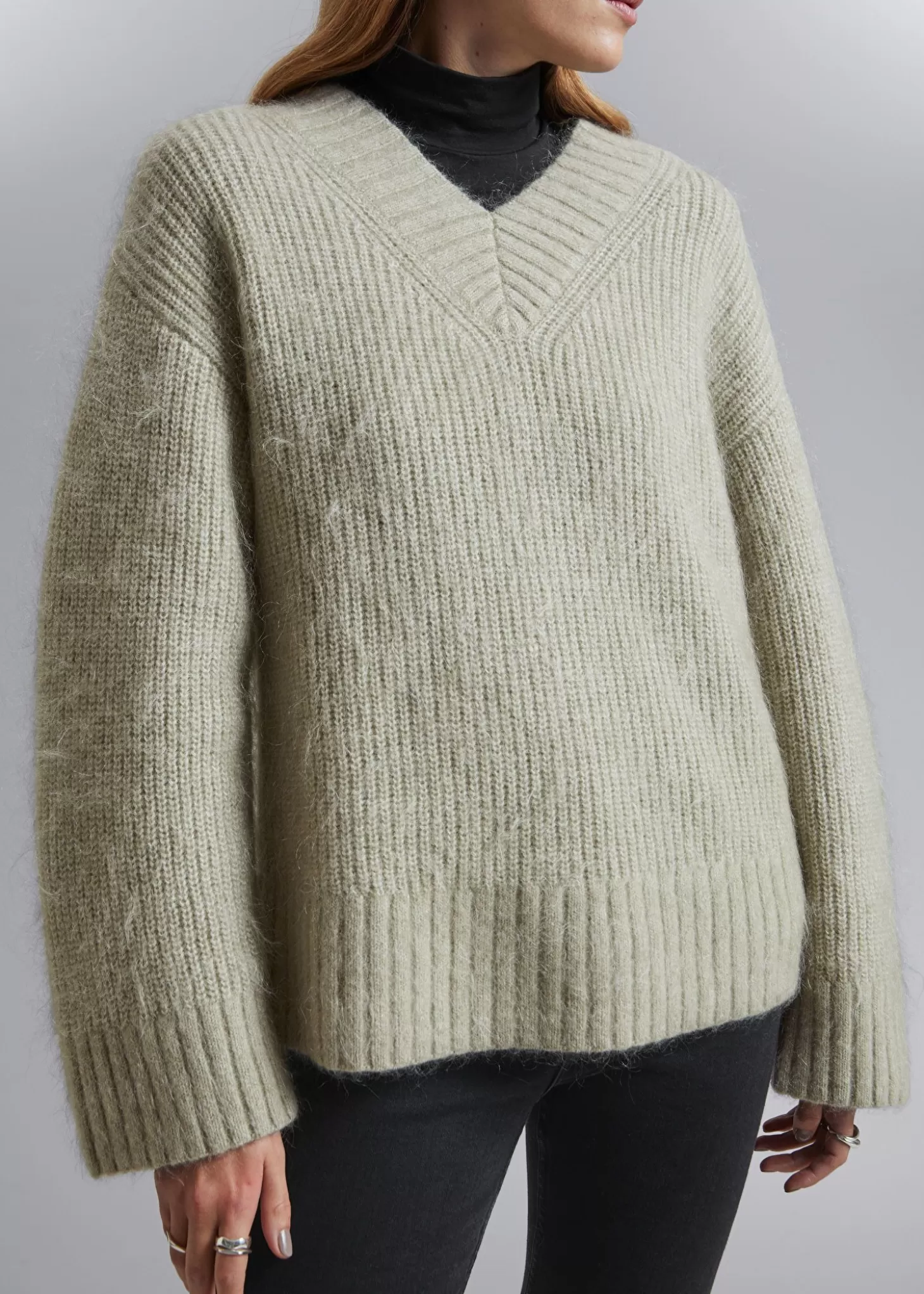 Cheap & Other Stories Fuzzy Knit Jumper Kaki