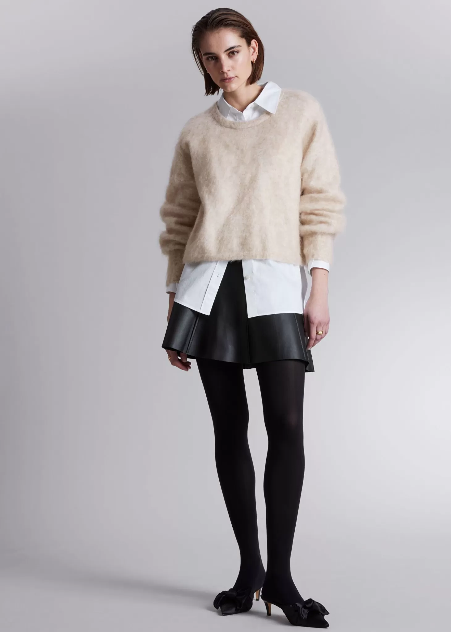 Sale & Other Stories Fuzzy Knit Jumper Beige