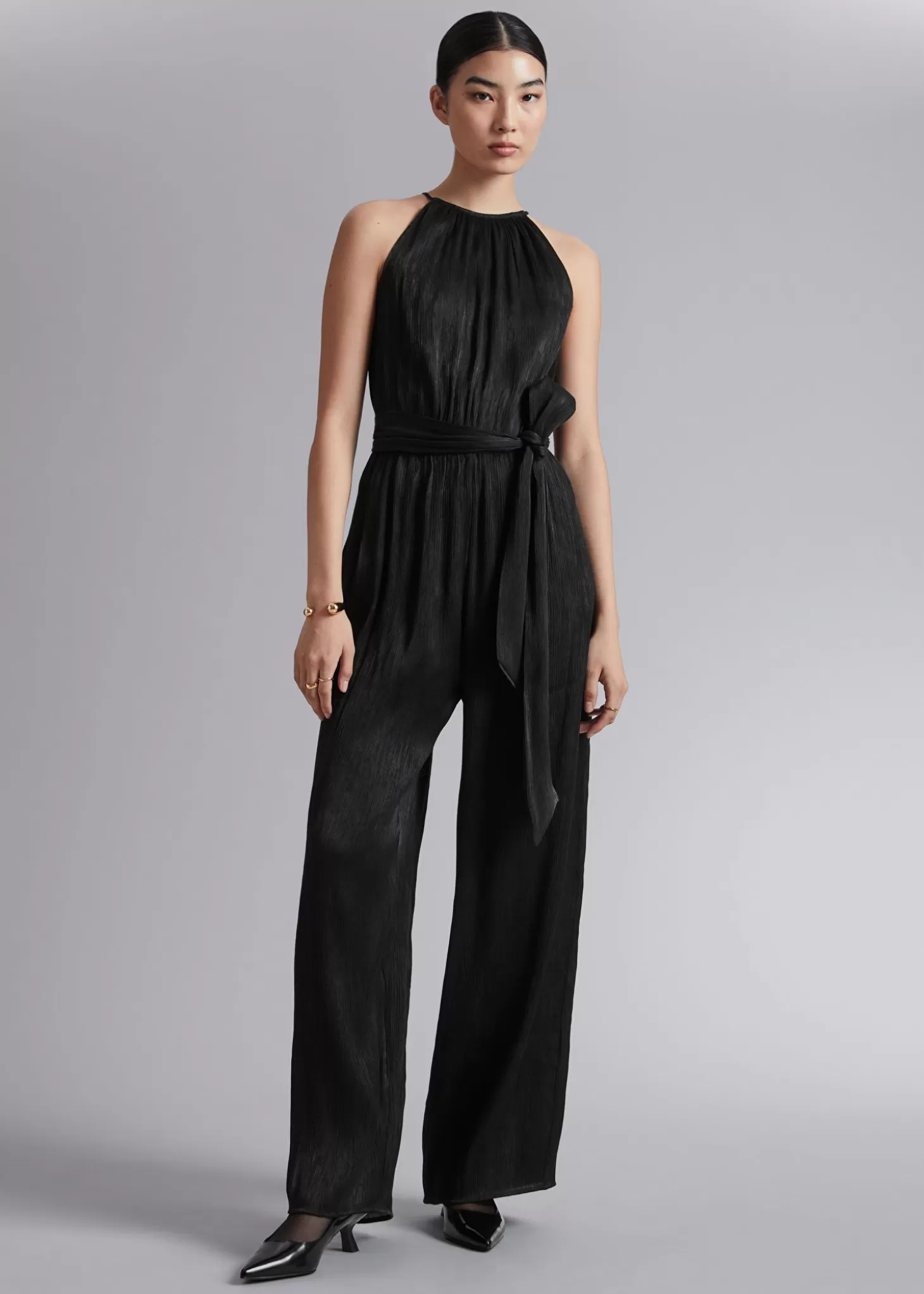 Cheap & Other Stories Halterneck Jumpsuit Med Baelte Sort