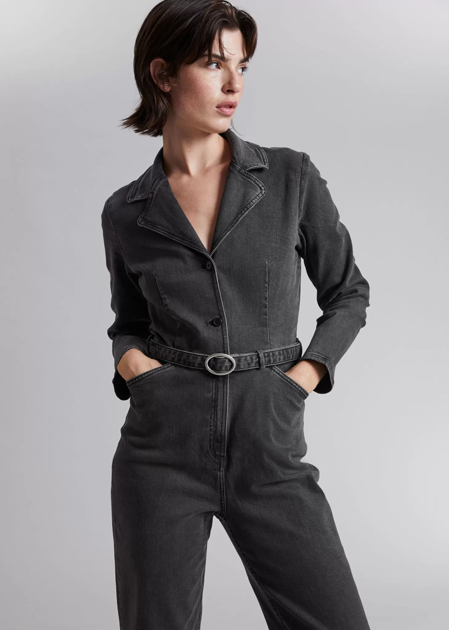 Cheap & Other Stories Jumpsuit Med Baelte Gra Denim