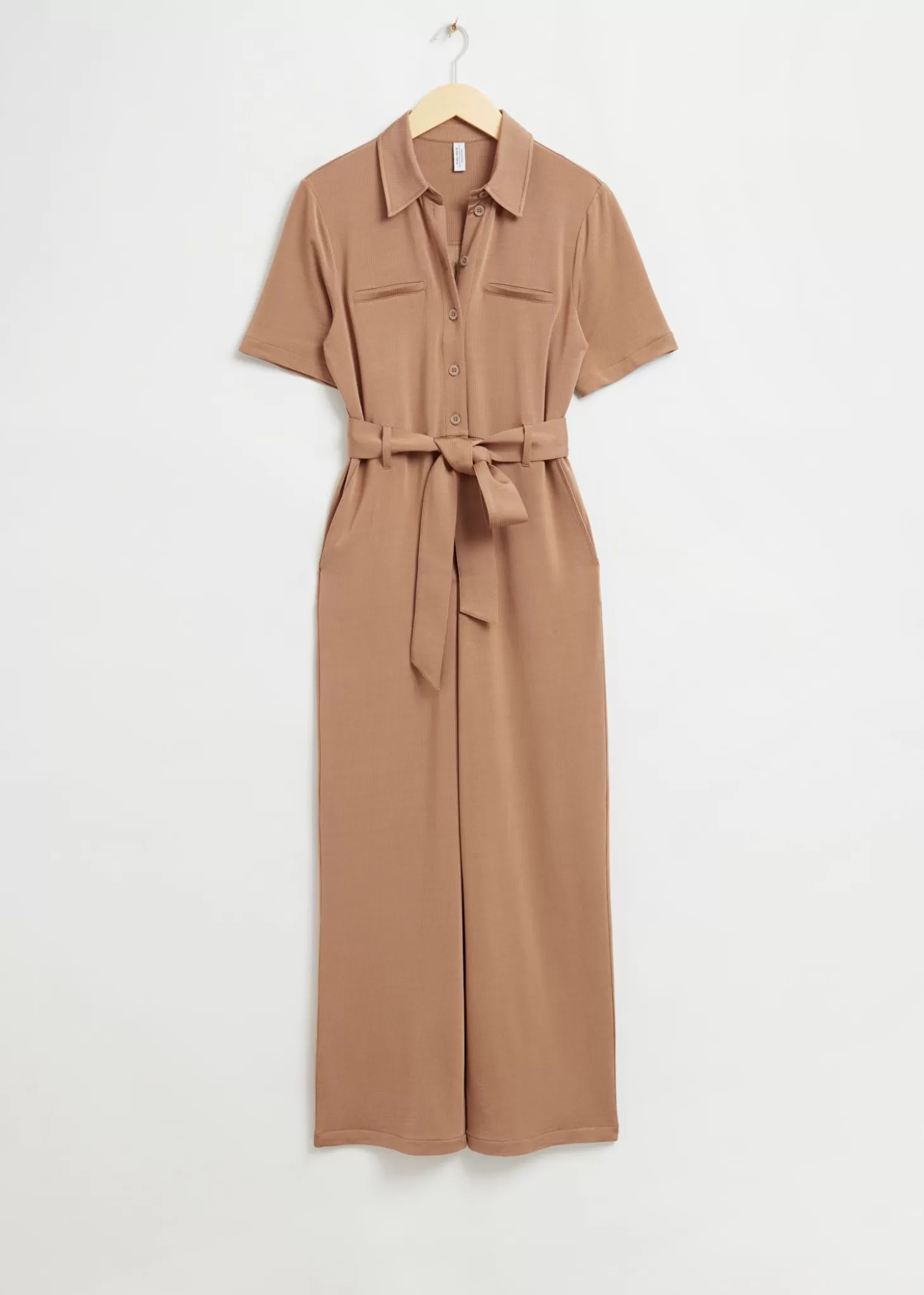 New & Other Stories Kortaermet Jumpsuit Med Baelte Mork Beige