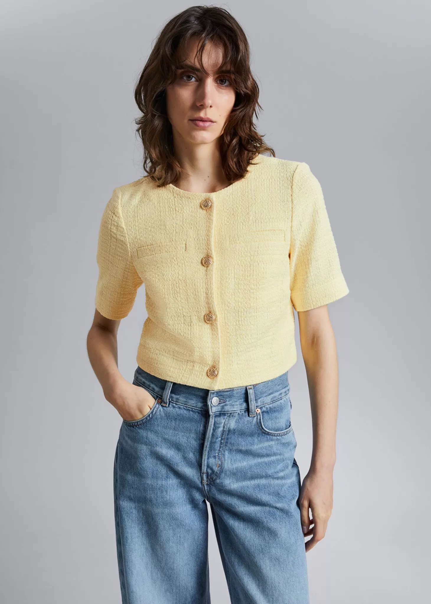 Flash Sale & Other Stories Kortaermet Tweed Top Lysegul