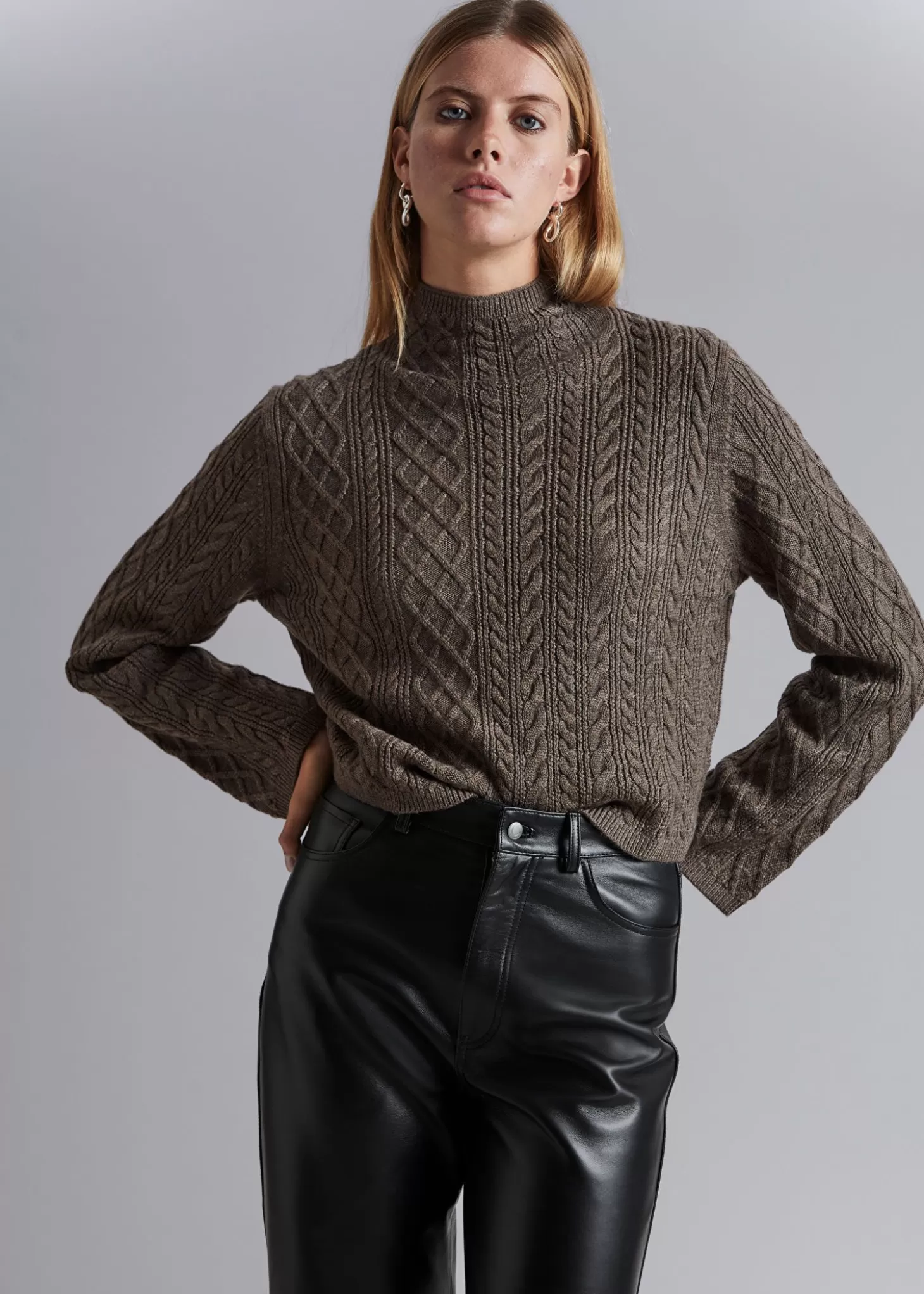 New & Other Stories Mock Neck Merino Jumper Gra