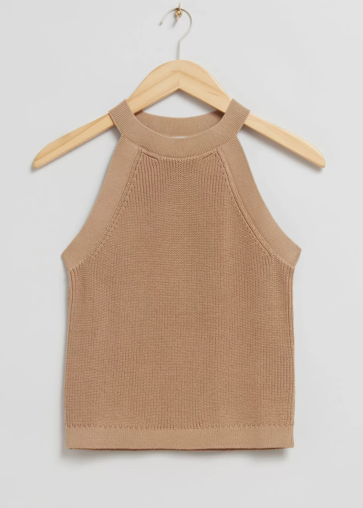 Cheap & Other Stories Monteret Halter Strik Top Mork Beige