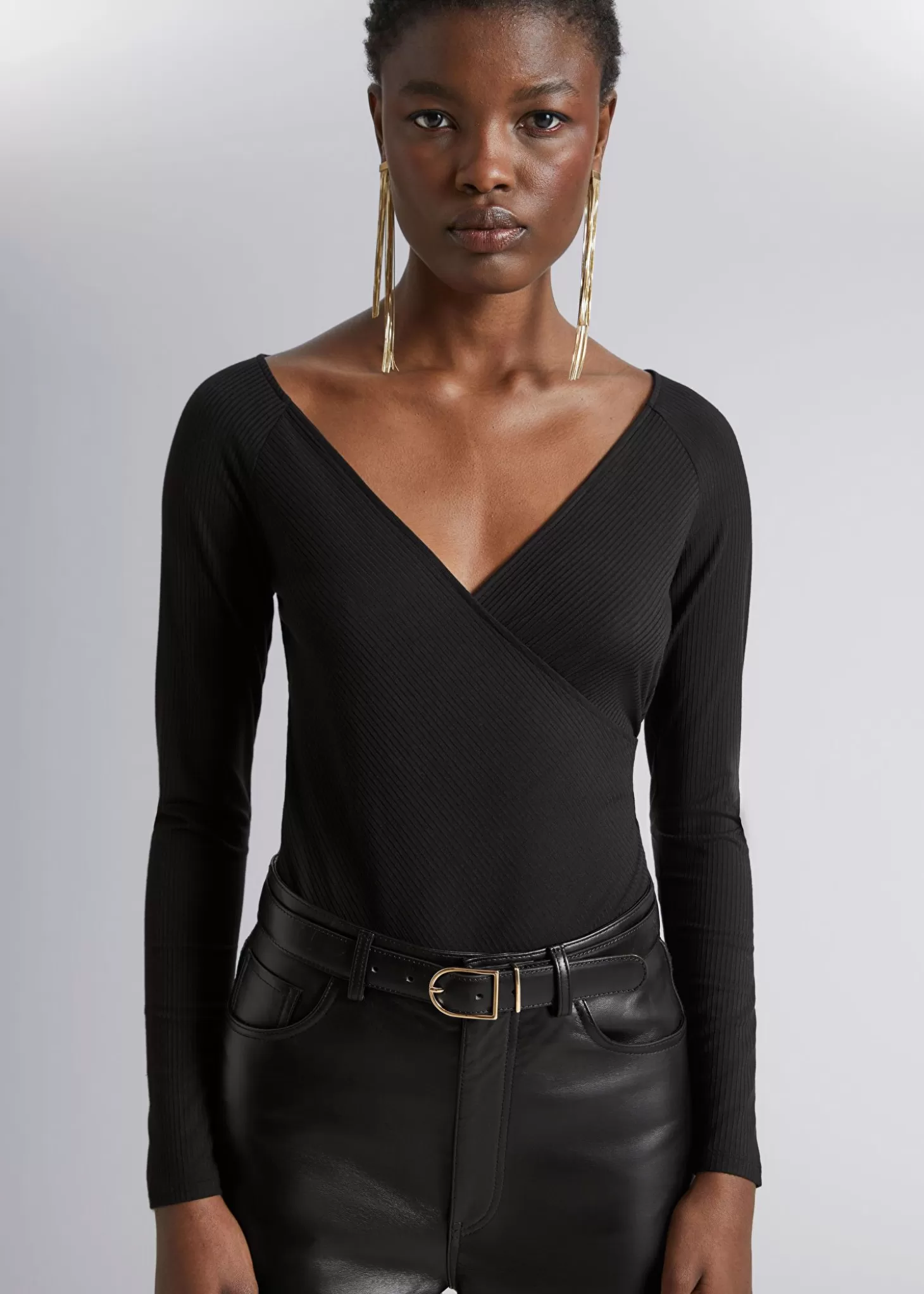 Fashion & Other Stories Off-Soulder Wrap Bodysuit Sort