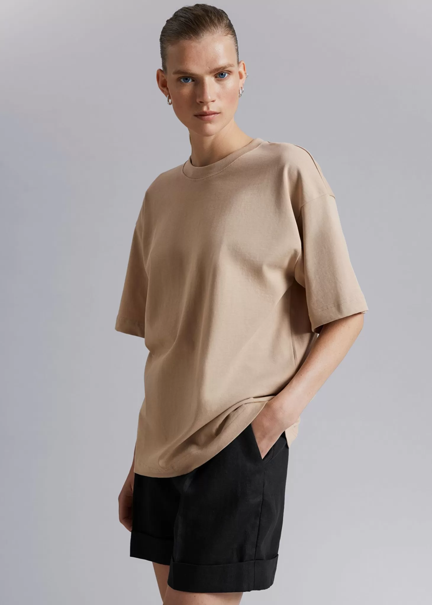 Hot & Other Stories Oversized T-Shirt I Bomuldsjersey Stovet Beige