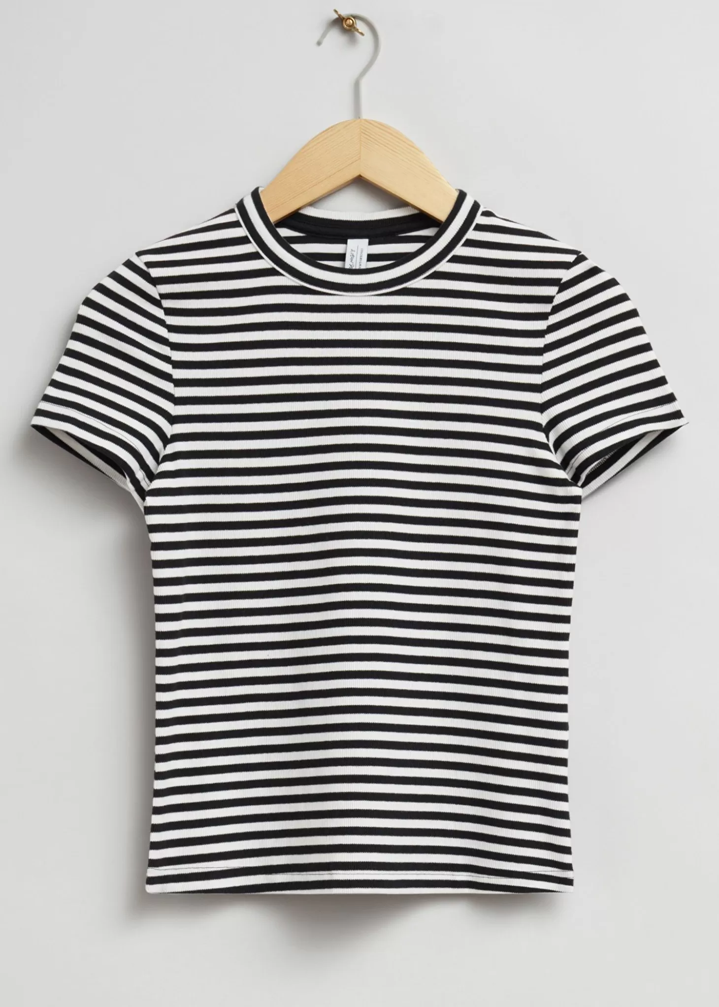 Discount & Other Stories Ribbet Cropped T-Shirt Sort/Hvid Stribet