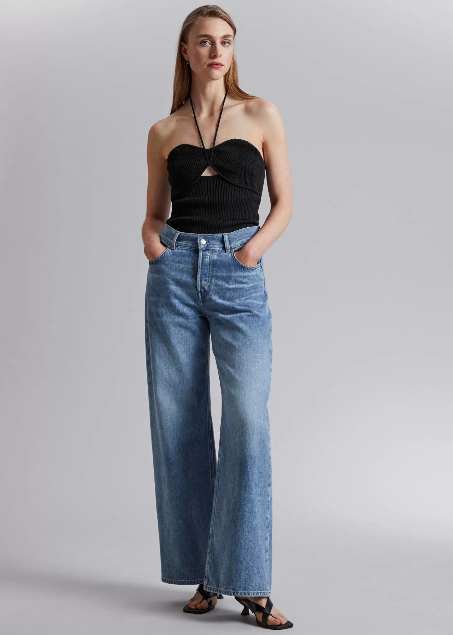 Store & Other Stories Ribbet Halterneck Bustier Top Sort