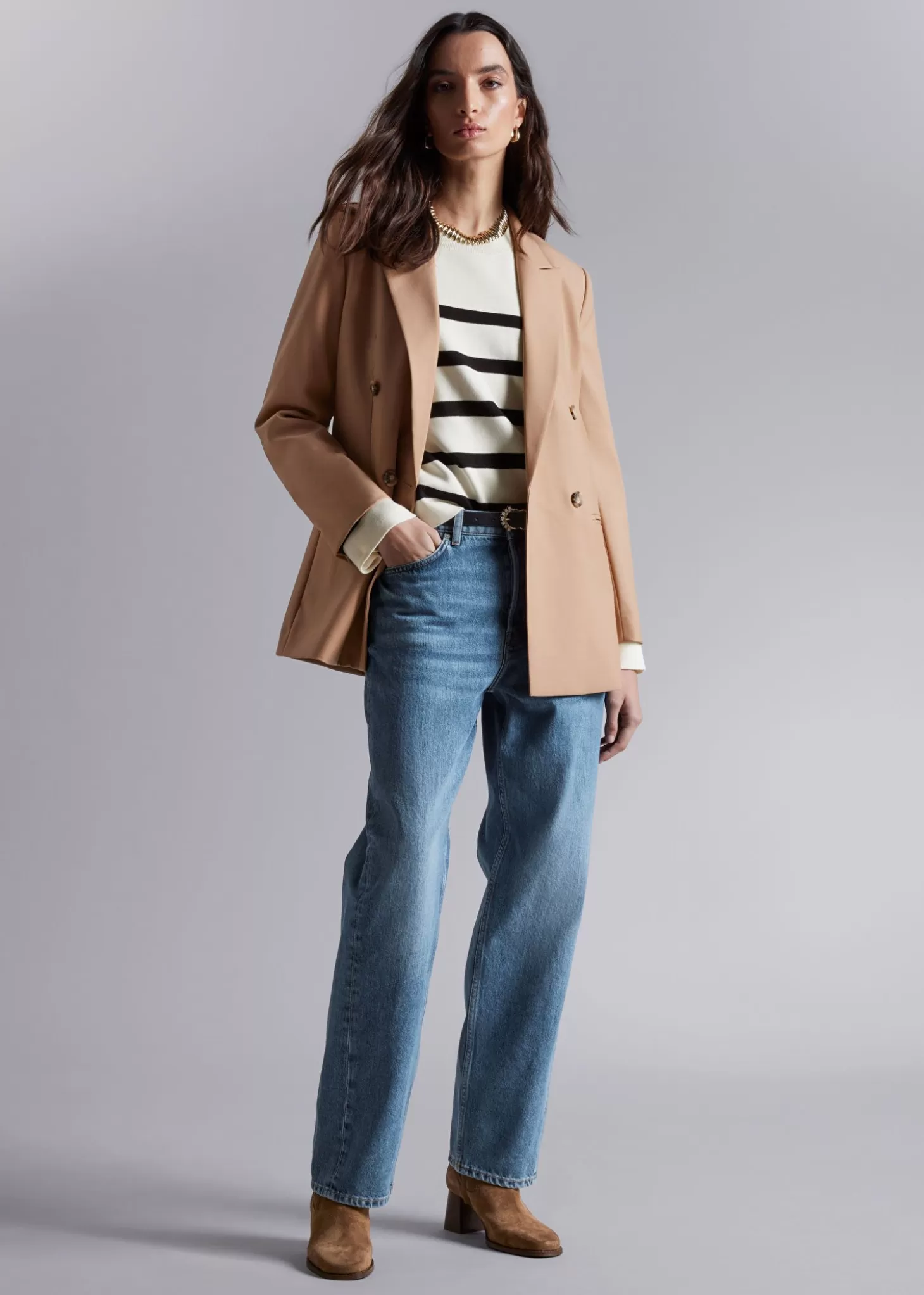 New & Other Stories Skraeddersyet Blazer Stovet Beige