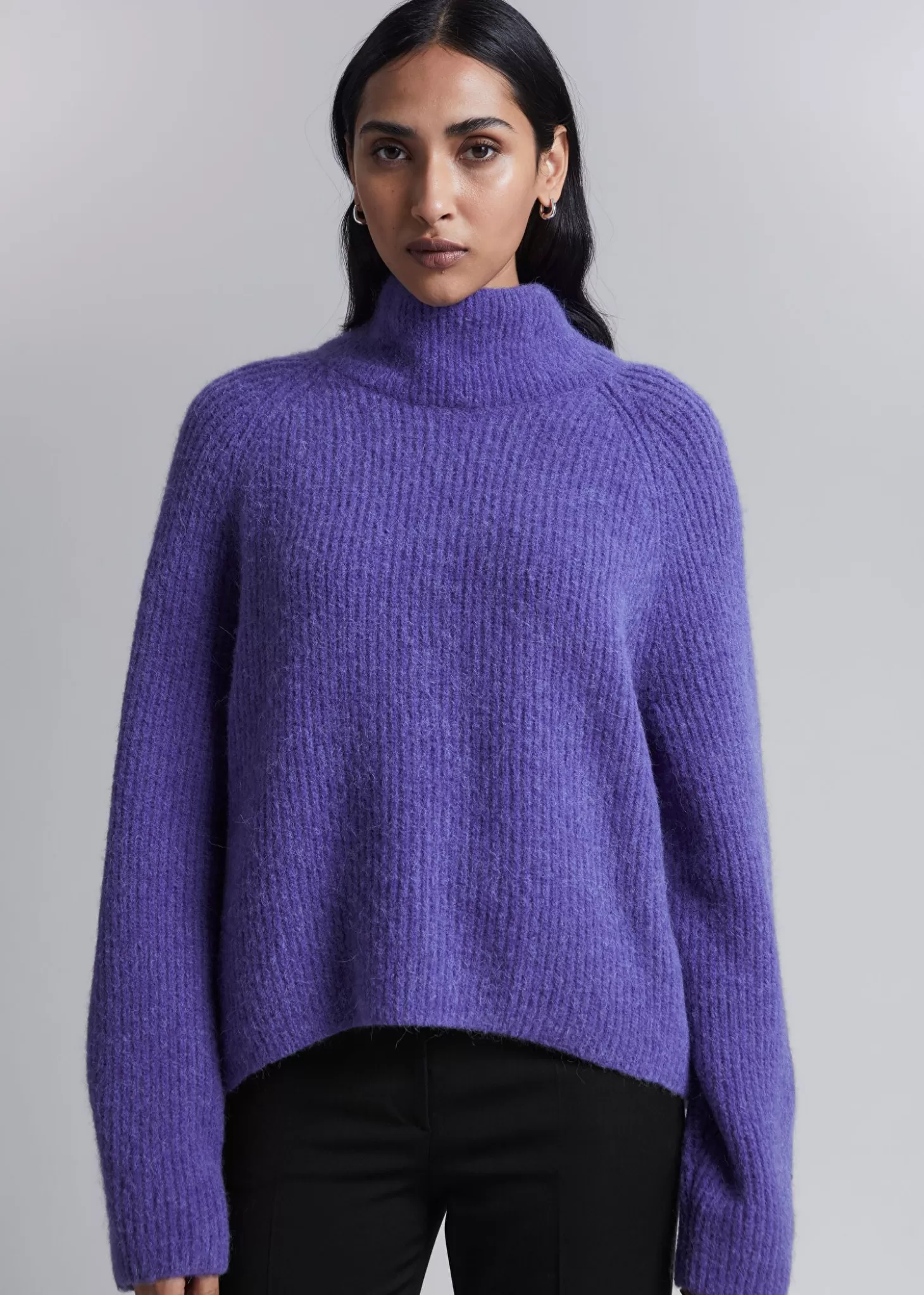 Best Sale & Other Stories Strikket Mock Neck Jumper Lilla