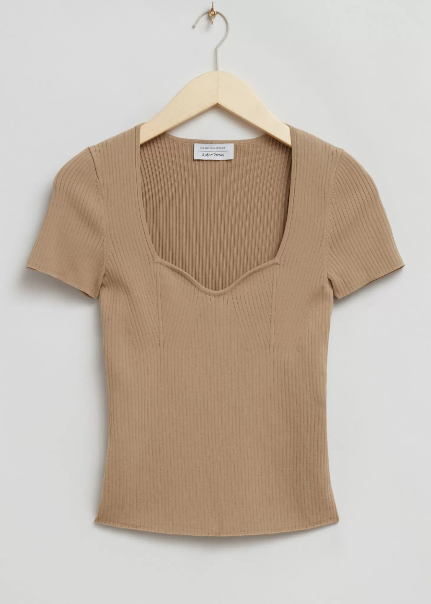 Shop & Other Stories Strikket Sweetheart Neck Top Stovet Beige