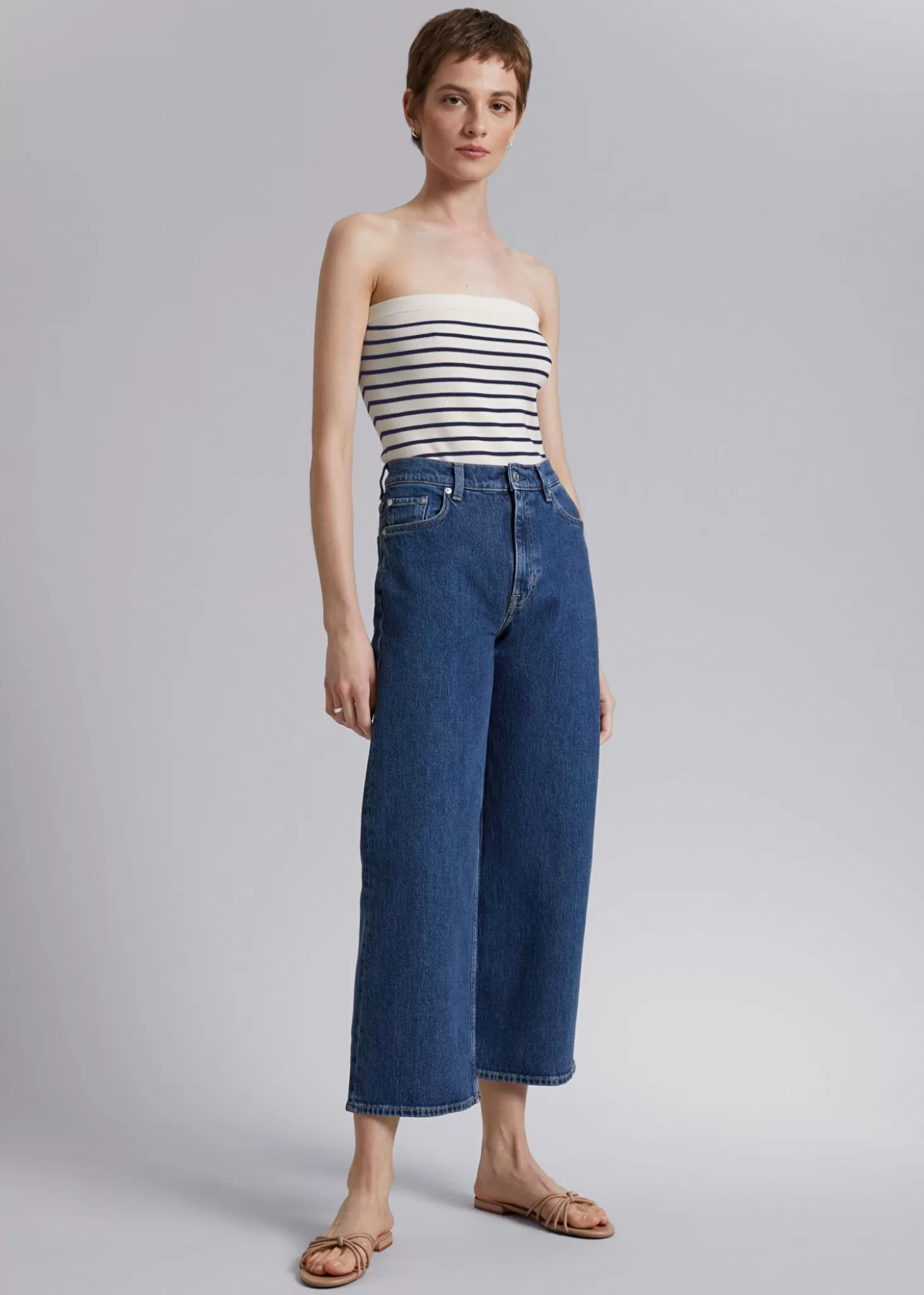 Best & Other Stories Tube Top Hvid/Navy Stribet