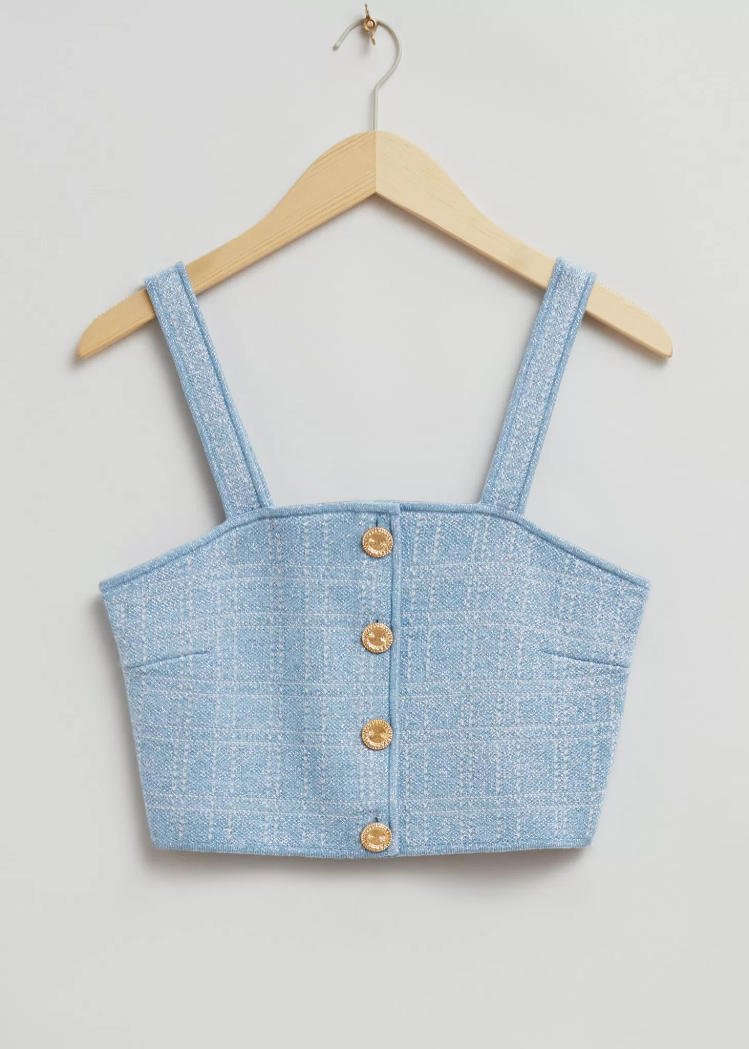 Cheap & Other Stories Tweed Strik Bustier Top Med Knapper Lysebla