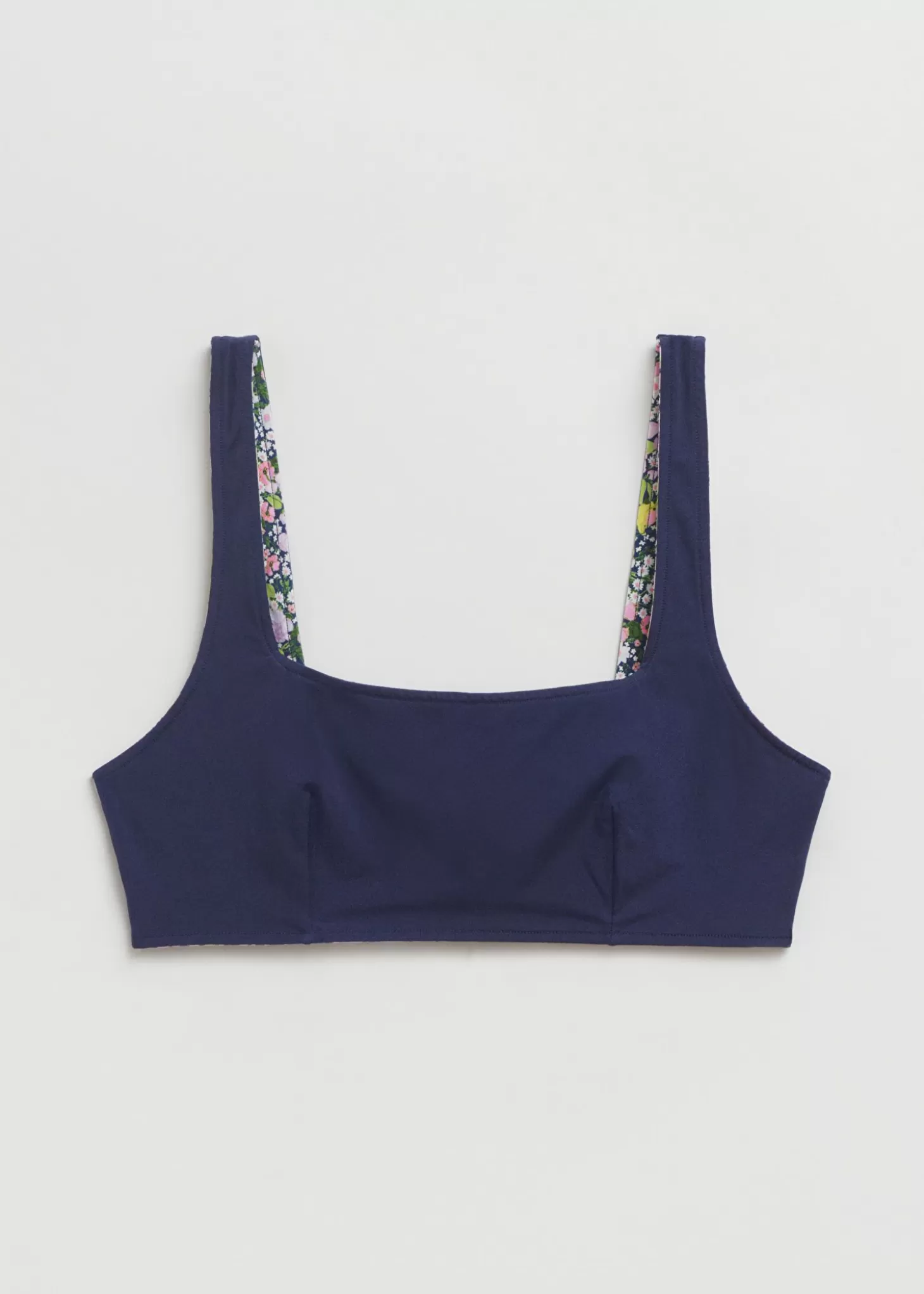 New & Other Stories Vendbar Bikini Top Morkebla/Blomstret