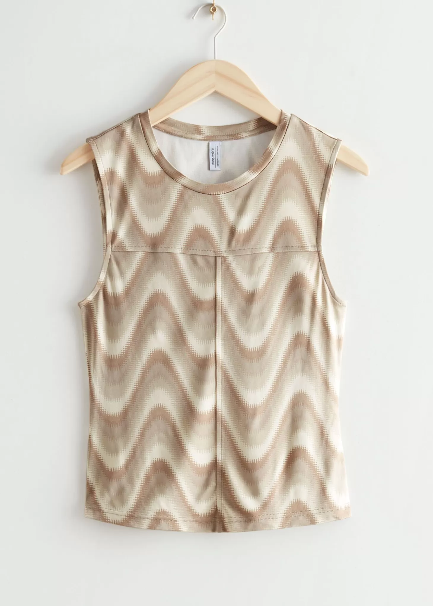 Online & Other Stories Wave Print Top Beige Print